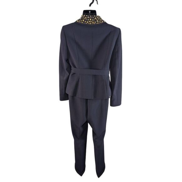 Anne Klein 2 XS Navy Suit Yellow Rhinestone Crystal Embellished VTG 1980s 1990 - Picture 5 of 11